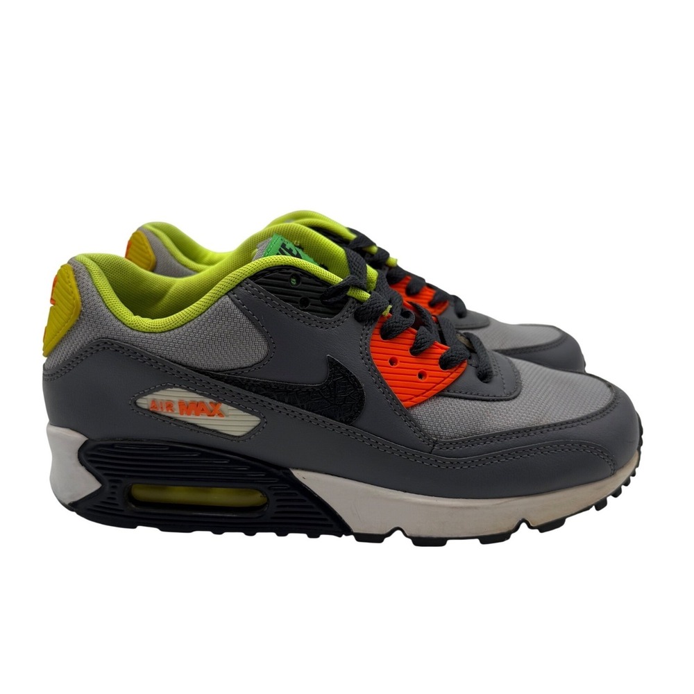 Nike Air Max 90 GS Sneakers Youth 7Y Grey Orange Lime Green Good 705499-002